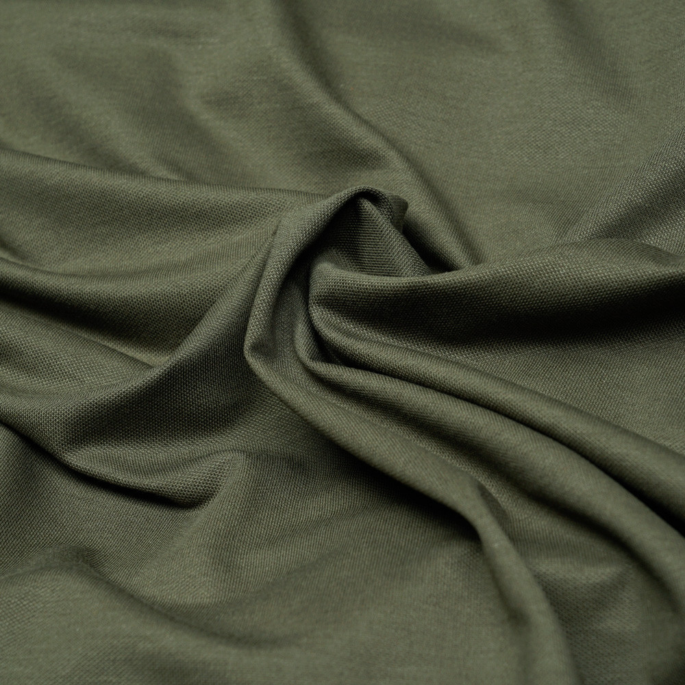 Tissu polo maille piquée vert kaki  - pretty mercerie - mercerie en ligne