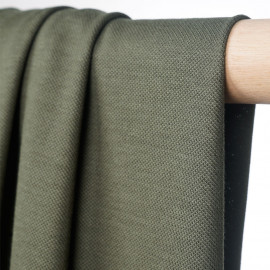 Tissu polo maille piquée vert kaki  - pretty mercerie - mercerie en ligne