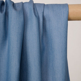 Tissu tencel et coton effet denim bleu cerulean - pretty mercerie - mercerie en ligne