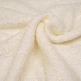 Tissu maille mohair bouclé blanc cassé - pretty mercerie - mercerie en ligne