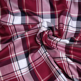 Tissu viscose tartan bordeaux beige et blanc - pretty mercerie - mercerie en ligne