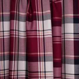Tissu viscose tartan bordeaux beige et blanc - pretty mercerie - mercerie en ligne