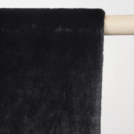 Tissu fausse fourrure noir - pretty mercerie - mercerie en ligne