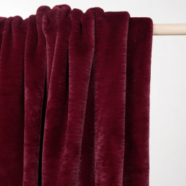 Tissu fausse fourrure rouge tibétain - pretty mercerie - mercerie en ligne