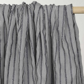 Tissu coton blanc et gris à motif vichy et lignes velours - pretty mercerie - mercerie en ligne