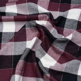 Tissu Flanelle de coton à carreaux et chevrons noir rhododendron blanc cassé et fil argent - pretty mercerie - mercerie en ligne