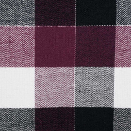 Tissu Flanelle de coton à carreaux et chevrons noir rhododendron blanc cassé et fil argent - pretty mercerie - mercerie en ligne