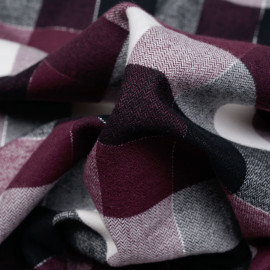 Tissu Flanelle de coton à carreaux et chevrons noir rhododendron blanc cassé et fil argent - pretty mercerie - mercerie en ligne