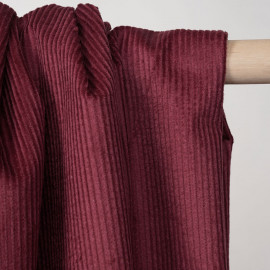 Tissu velours côtelé coton ruby wine - mercerie en ligne - pretty mercerie 