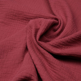 tissu double gaze de coton rose garnet  - pretty mercerie - mercerie en ligne