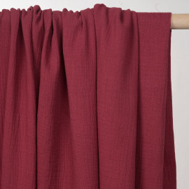 tissu double gaze de coton rose garnet  - pretty mercerie - mercerie en ligne