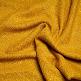tissu lainage léger tissé golden yellow et fils lurex - pretty mercerie - mercerie en ligne