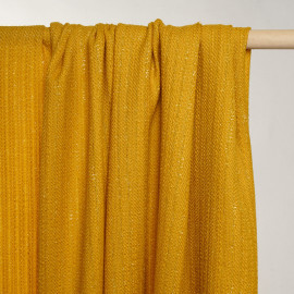 tissu lainage léger tissé golden yellow et fils lurex - pretty mercerie - mercerie en ligne