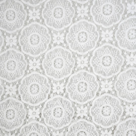 Tissu dentelle blanc cassé motif romantic flower - pretty mercerie - mercerie en ligne