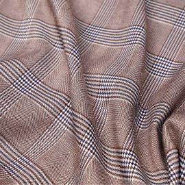 Tissu Prince de Galles chocolat, blanc et bleu - pretty mercerie - mercerie en ligne