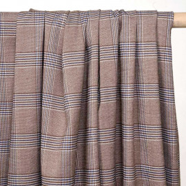 Tissu Prince de Galles chocolat, blanc et bleu - pretty mercerie - mercerie en ligne