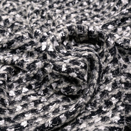 Tissu maille noir et crème à motif brodés argent gatsby - pretty mercerie - mercerie en ligne