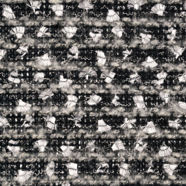 Tissu maille noir et crème à motif brodés argent gatsby - pretty mercerie - mercerie en ligne