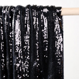 TISSU SEQUIN EFFET CUIR NOIR