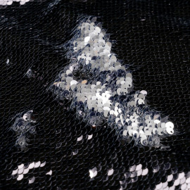 TISSU SEQUIN EFFET CUIR NOIR