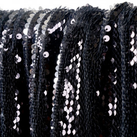 Tissu sequin double face noir et argent - pretty mercerie - mercerie en ligne