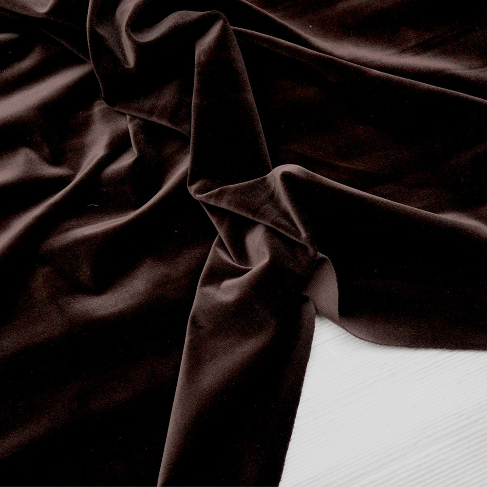 Tissu velours ras marron grain de café  - pretty mercerie - mercerie en ligne
