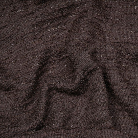 tissu lainage maille marron foncé à lignes bouclettes et fil lurex marron -pretty mercerie - mercerie en ligne
