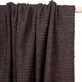 tissu lainage maille marron foncé à lignes bouclettes et fil lurex marron -pretty mercerie - mercerie en ligne