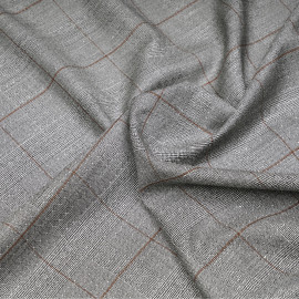 Tissu Prince de Galles noir et blanc à motif ethnique et lignes caramel -pretty mercerie - mercerie en ligne