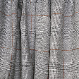 Tissu Prince de Galles noir et blanc à motif ethnique et lignes caramel -pretty mercerie - mercerie en ligne