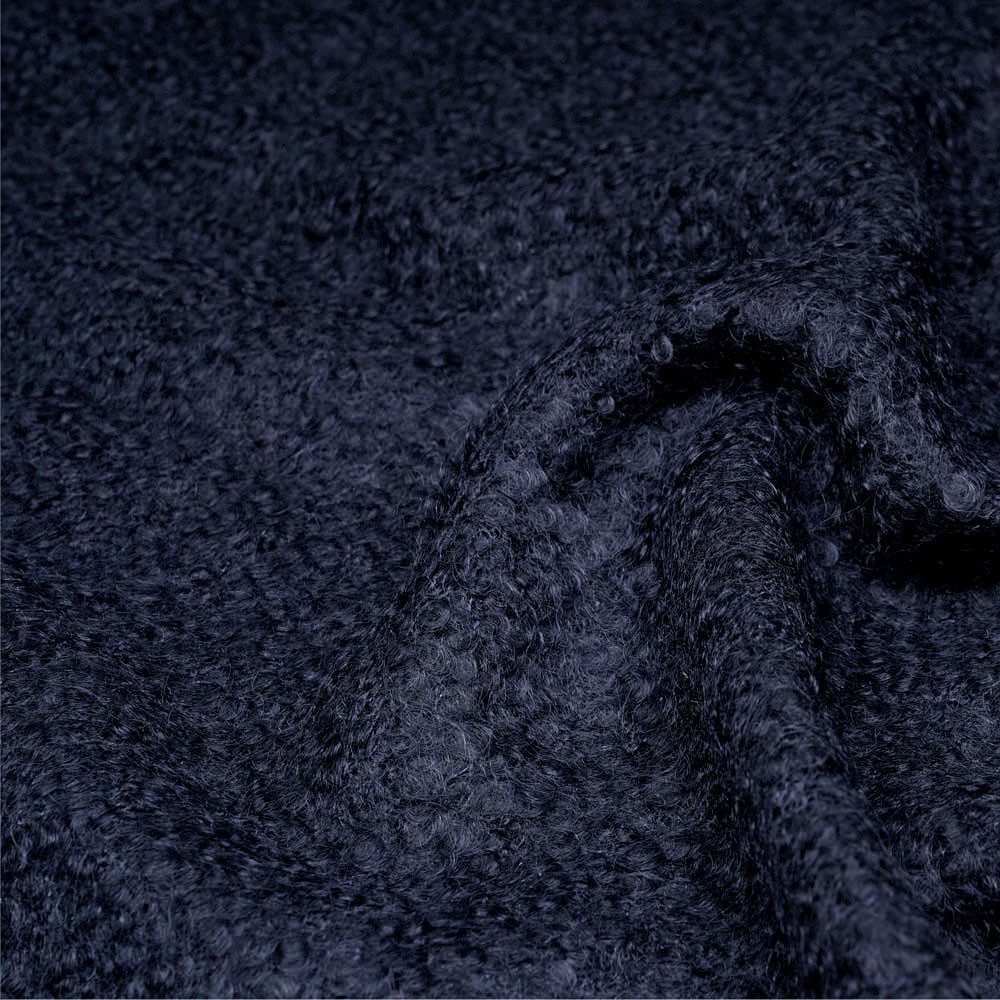 Tissu maille mohair bouclé bleu éclipse - pretty mercerie - mercerie en ligne