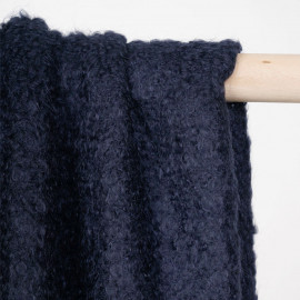 Tissu maille mohair bouclé bleu éclipse - pretty mercerie - mercerie en ligne