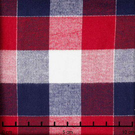 Tissu Flanelle de coton à carreaux et chevrons bleu rouge blanc cassé et fil argent - pretty mercerie - mercerie en ligne
