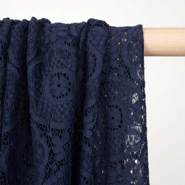 Tissu dentelle bleu éclipse motif romantic flower - pretty mercerie - mercerie en ligne