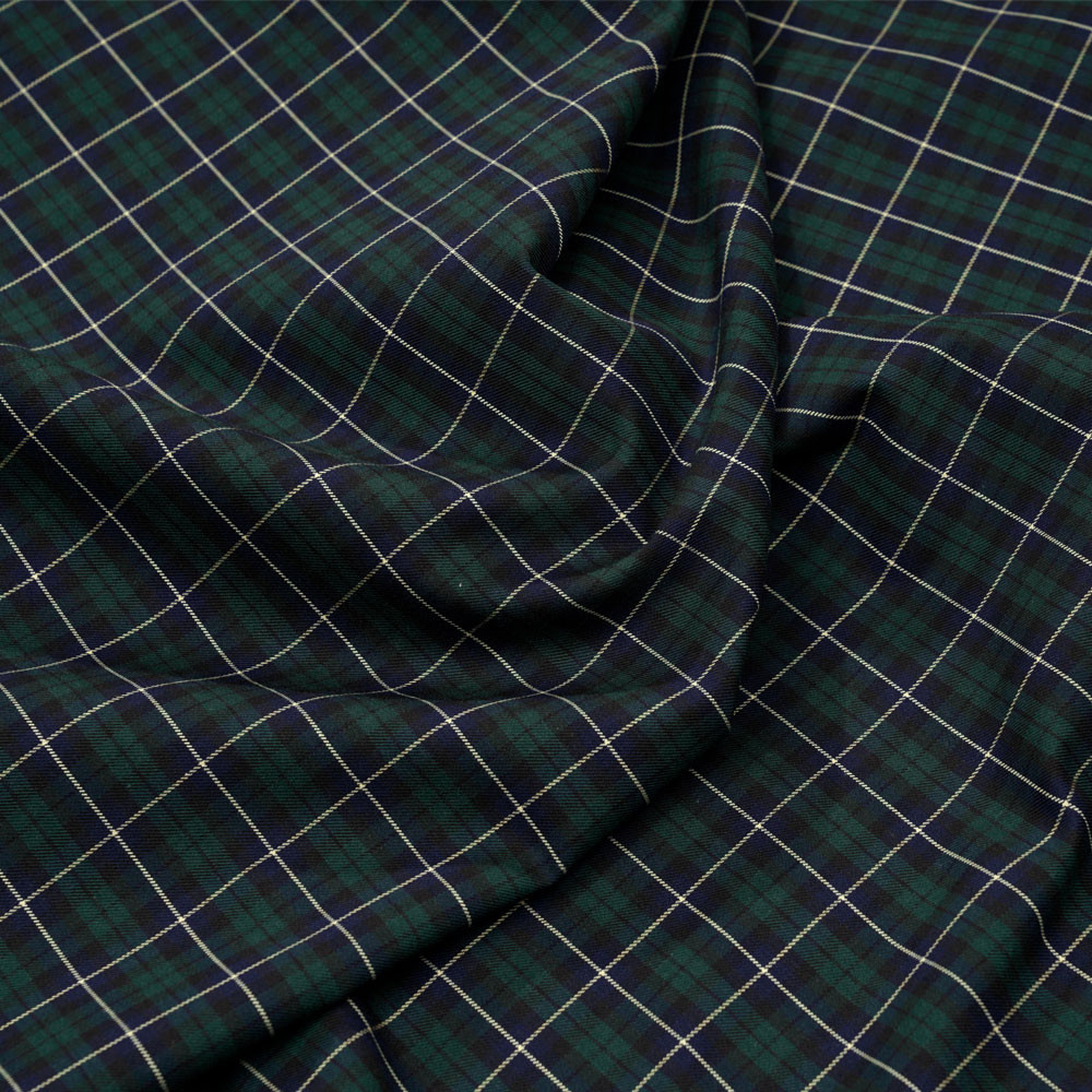 Tissu coton et lycra tartan bleu et vert - pretty mercerie - mercerie en ligne