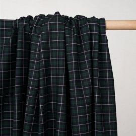 Tissu coton et lycra tartan bleu et vert - pretty mercerie - mercerie en ligne