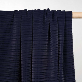 Tissu plissé bleu mariné pailleté argent  - pretty mercerie - mercerie en ligne