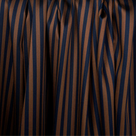 Tissu tencel et coton bleu à rayures chocolat  - pretty mercerie - mercerie en ligne