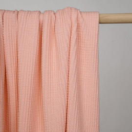 Tissu laine gaufré rose corail  - pretty mercerie - mercerie en ligne