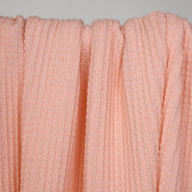 Tissu laine gaufré rose corail  - pretty mercerie - mercerie en ligne