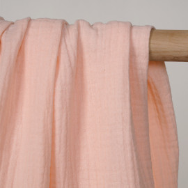 tissu double gaze de coton rose pearl blush  - pretty mercerie - mercerie en ligne