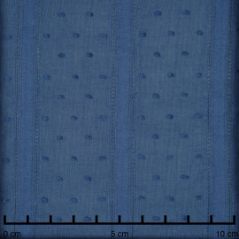 Tissu coton plumetis et bandes brodées bleu infinity - pretty mercerie - mercerie en ligne