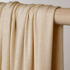Tissu maillot de bain beige et paillettes or - pretty mercerie - mercerie en ligne