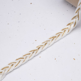 Corde tressée blanc cassé et fil lurex or 13mm - pretty mercerie - mercerie en ligne