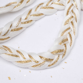 Corde tressée blanc cassé et fil lurex or 13mm - pretty mercerie - mercerie en ligne