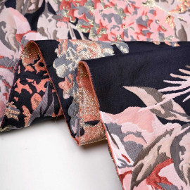Tissu Jacquard Jardin d'hiver Blanc