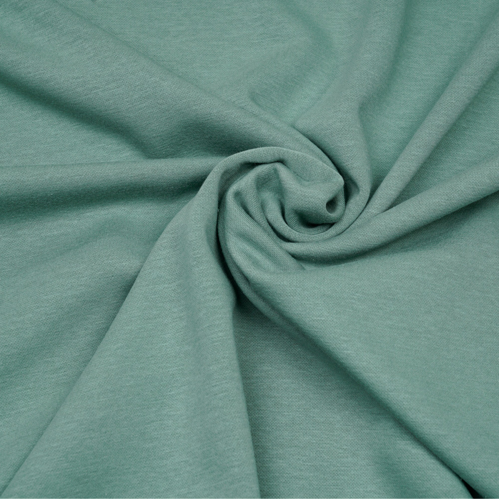 Tissu sweat gratté vert sauge - pretty mercerie - mercerie en ligne