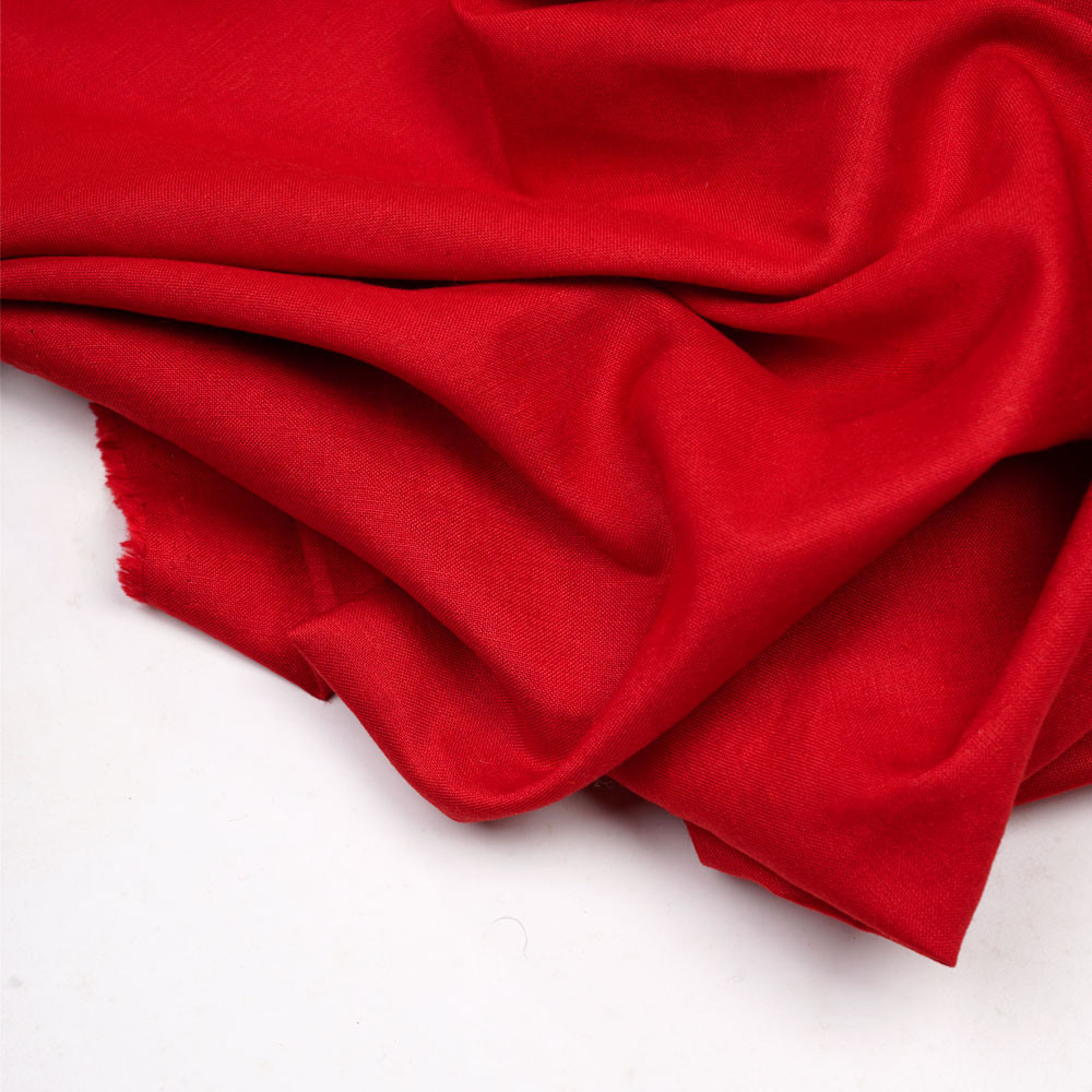 Tissu lin et viscose rouge bittersweet - pretty mercerie - mercerie en ligne