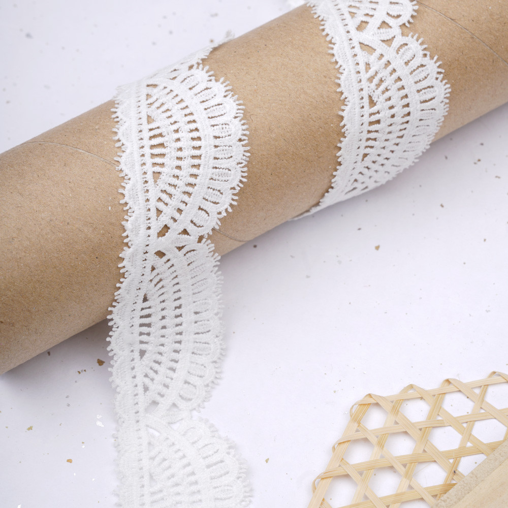 Ruban guipure blanc cassé à motif éventail gatsby  - pretty mercerie - mercerie en ligne