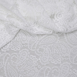 Tissu dentelle blanc cassé à motif paisley  - pretty mercerie - mercerie en ligne